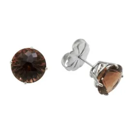 10mm Round Smoky Quartz Stud Earrings in 14kt gold