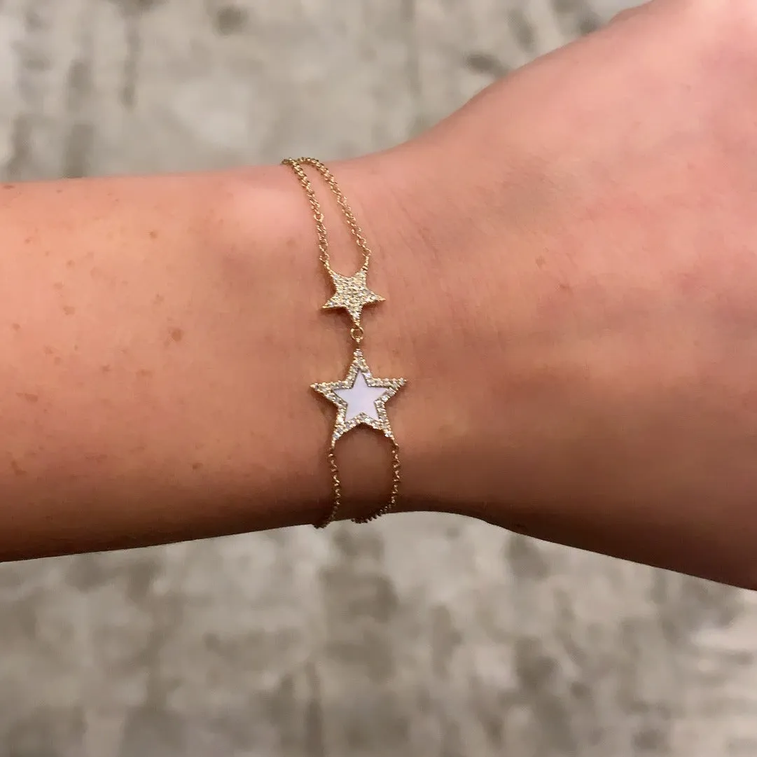 14K GOLD DIAMOND AND MOTHER OF PEARL SIERRA STAR BRACELET