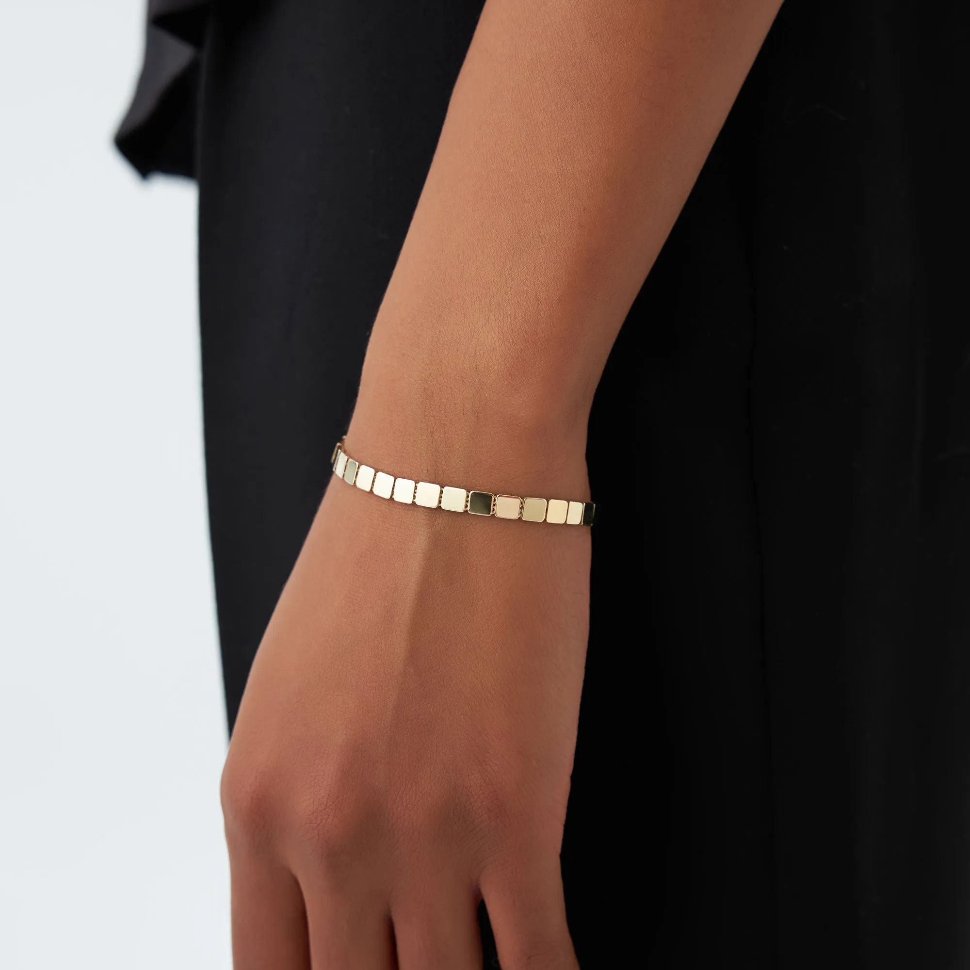 14k Gold Square Link Stacking Bracelet