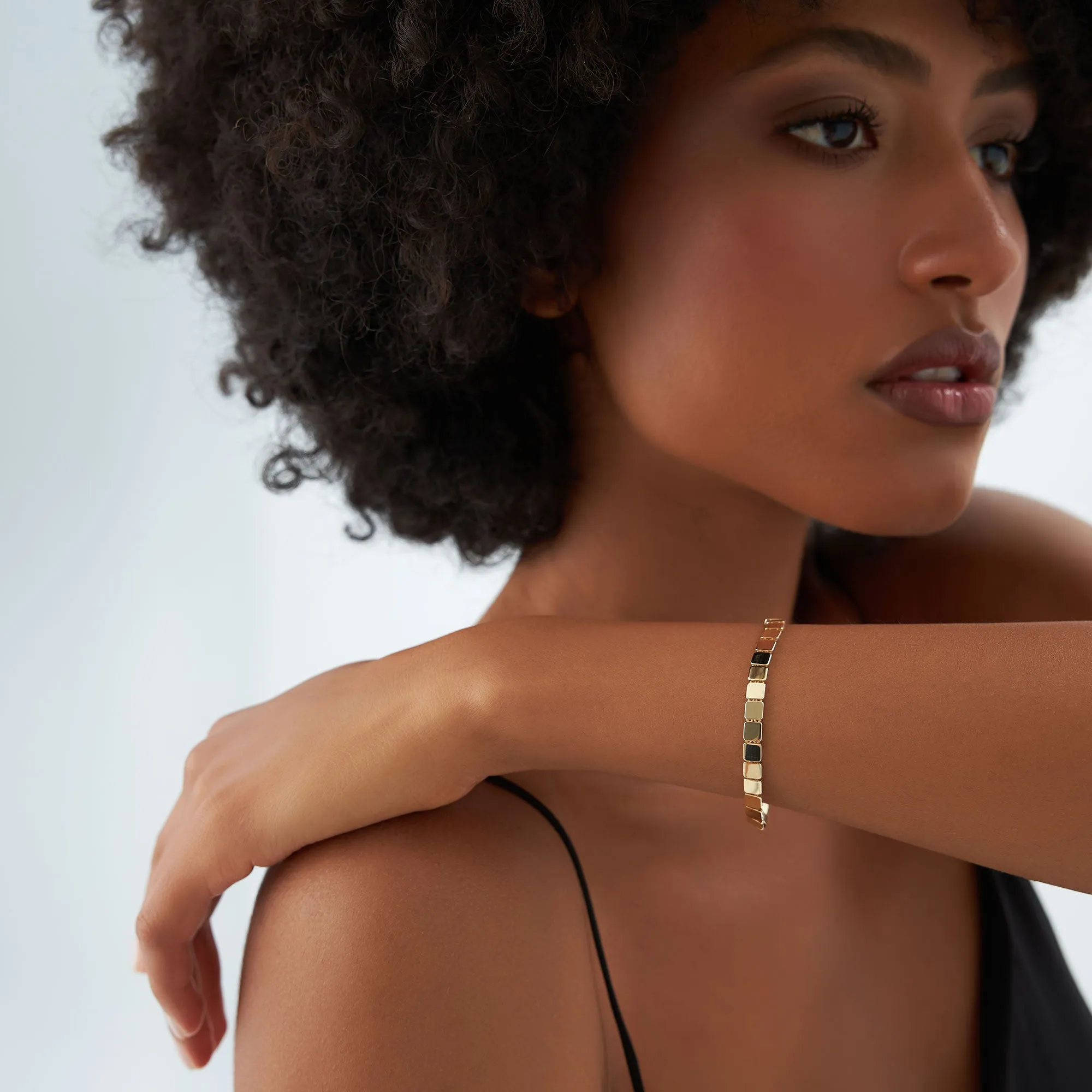 14k Gold Square Link Stacking Bracelet