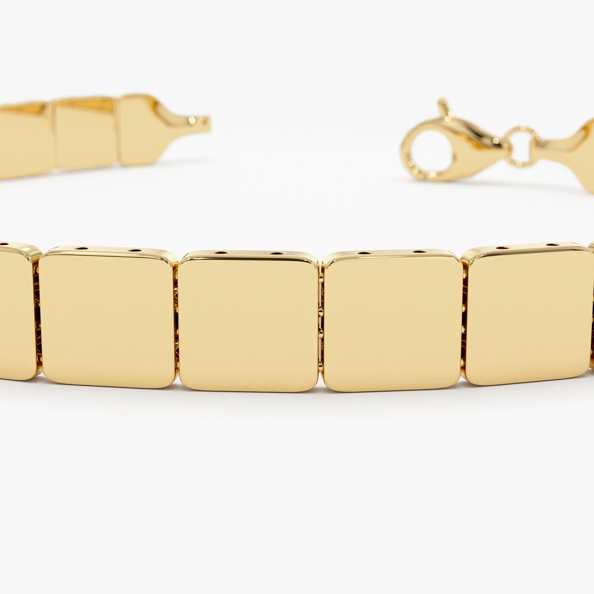 14k Gold Square Link Stacking Bracelet