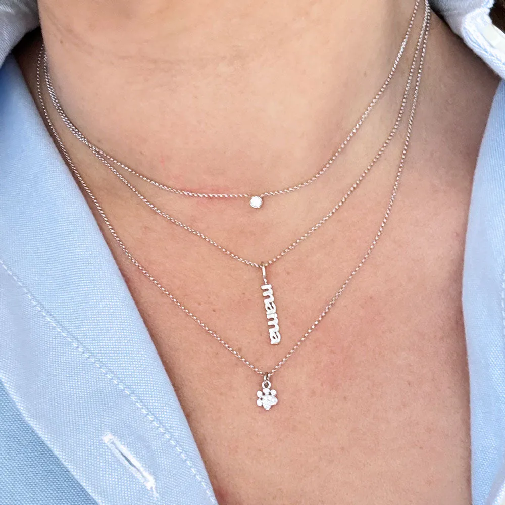 14K White Gold "Mama" Necklace - Sample Sale