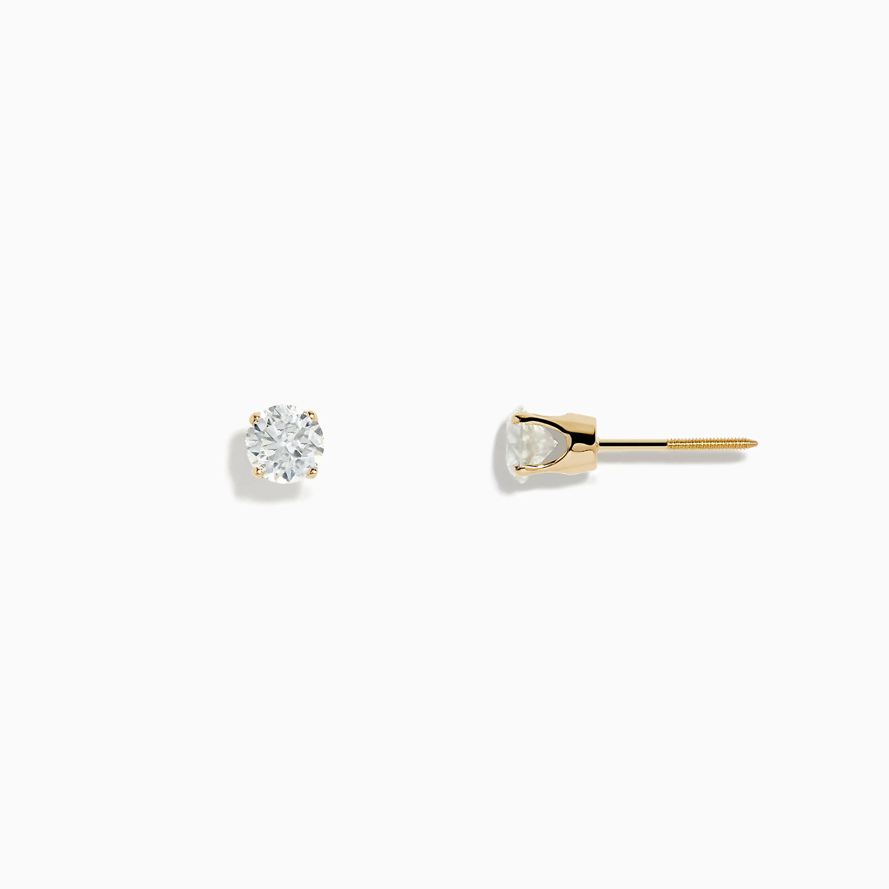 14K Yellow Gold Diamond Solitaire Stud Earrings 0.75 TCW