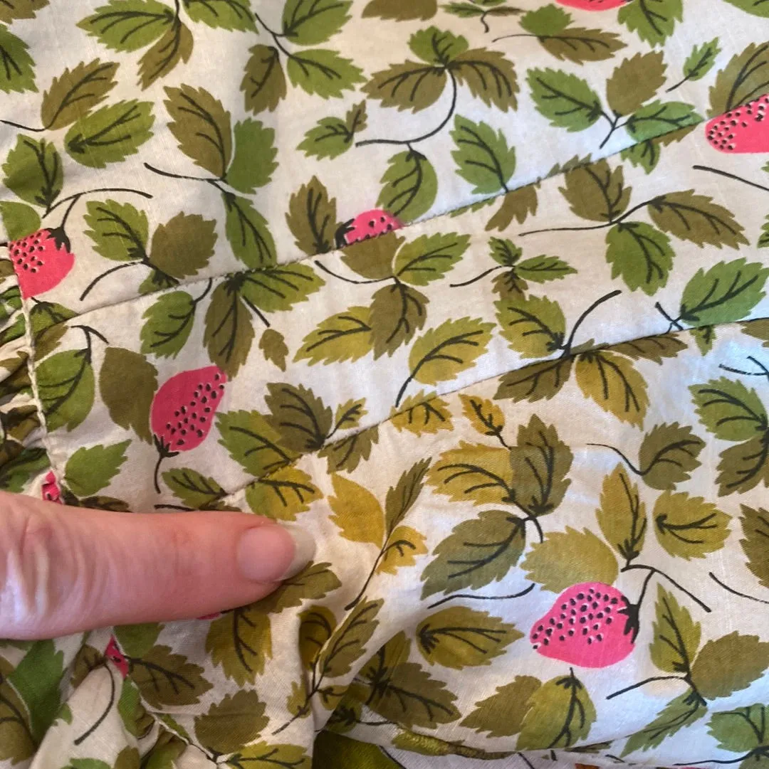 1950's Strawberry Print Silk Special Occasion Dress / XS