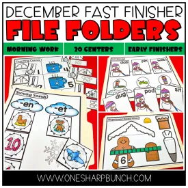 20 Early Finishers Activities, File Folder Games & Morning Work for December | Printable Classroom Resource | One Sharp Bunch