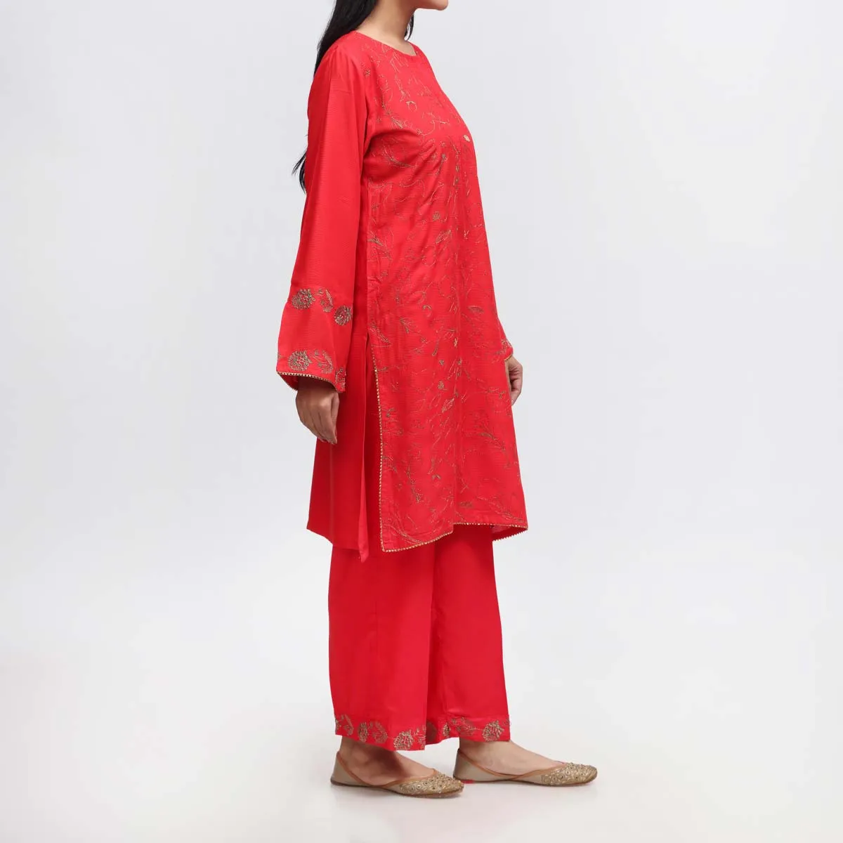 2PC- Embroidered Cambric Suit PW3994
