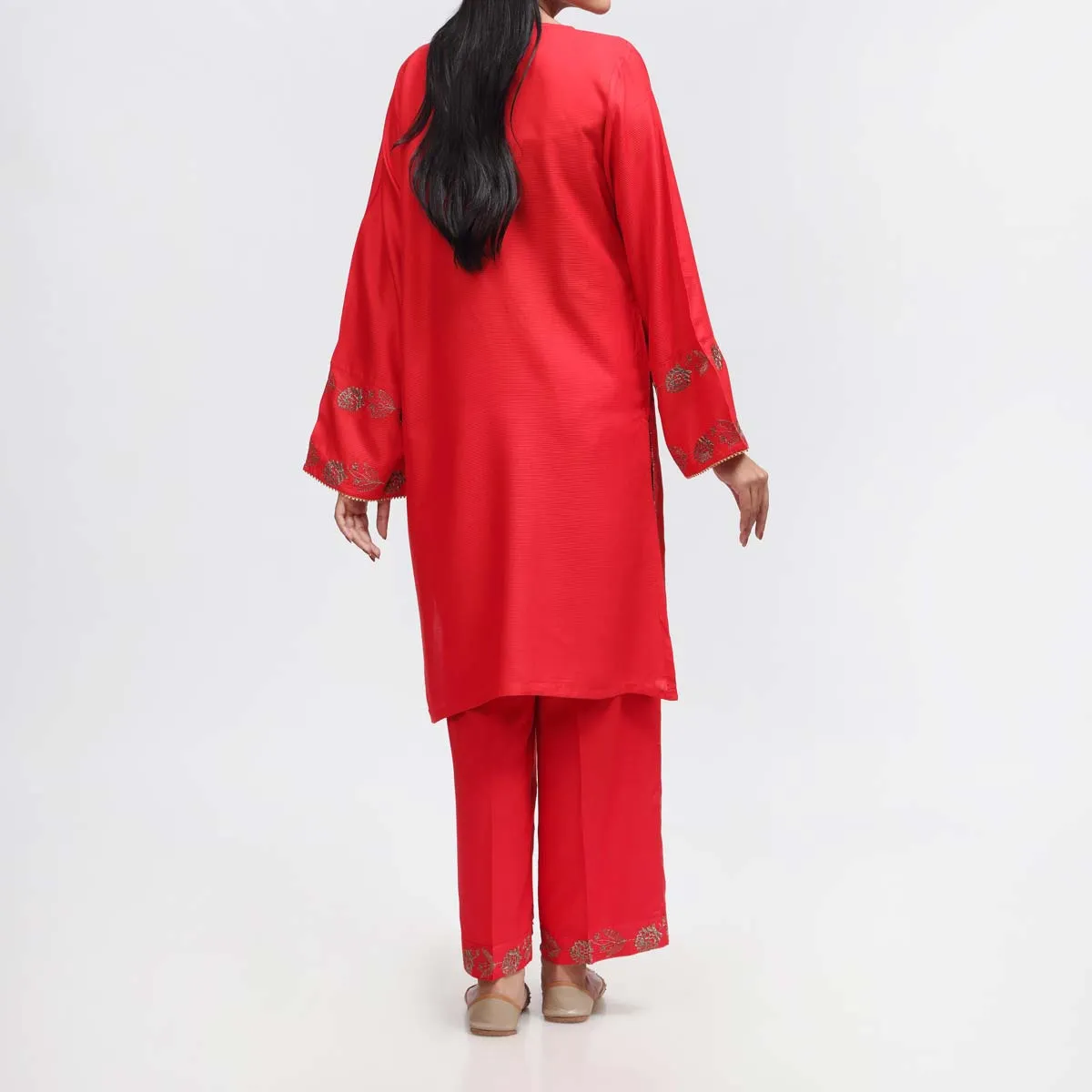 2PC- Embroidered Cambric Suit PW3994