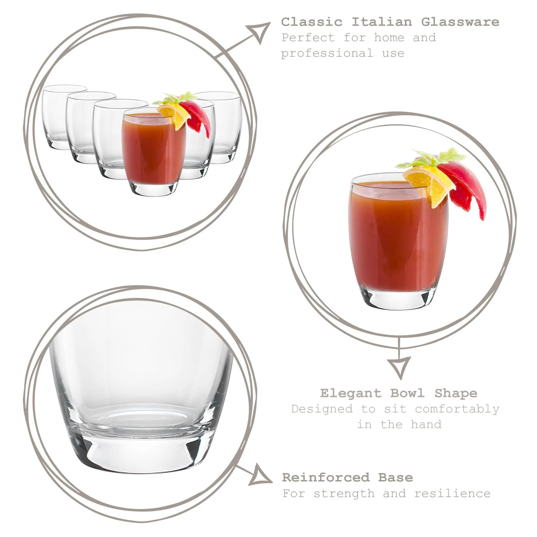 300ml Fiore Tumbler Glasses - Pack of Six - By Bormioli Rocco