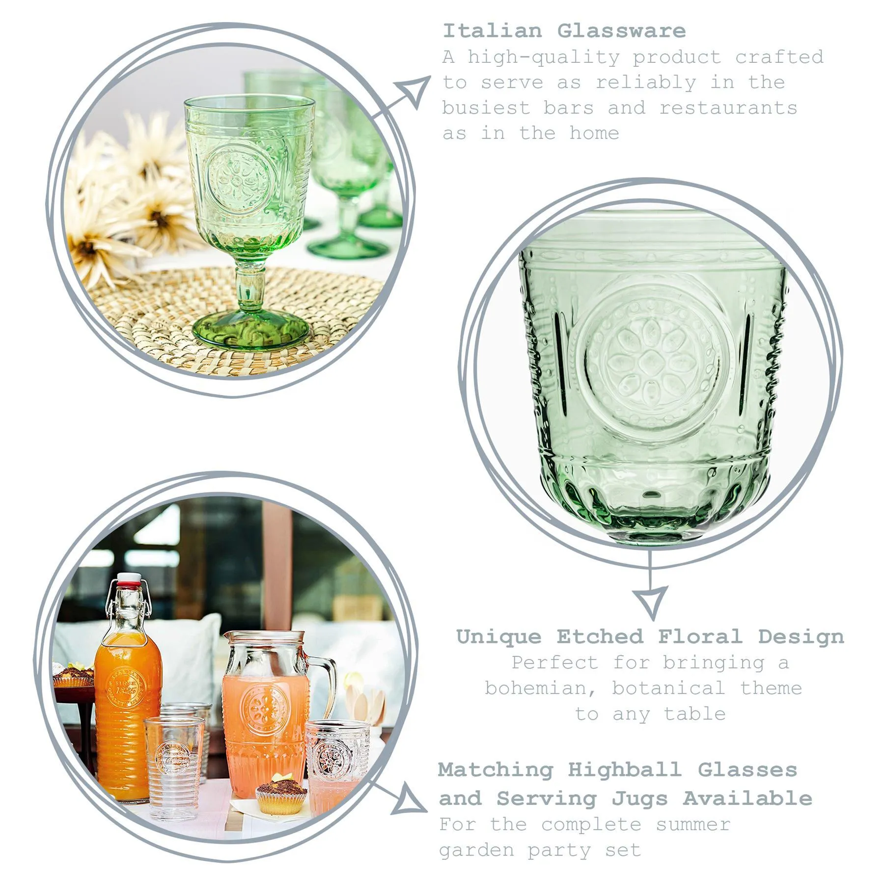 320ml Romantic Wine Glasses - Pack of Four - By Bormioli Rocco
