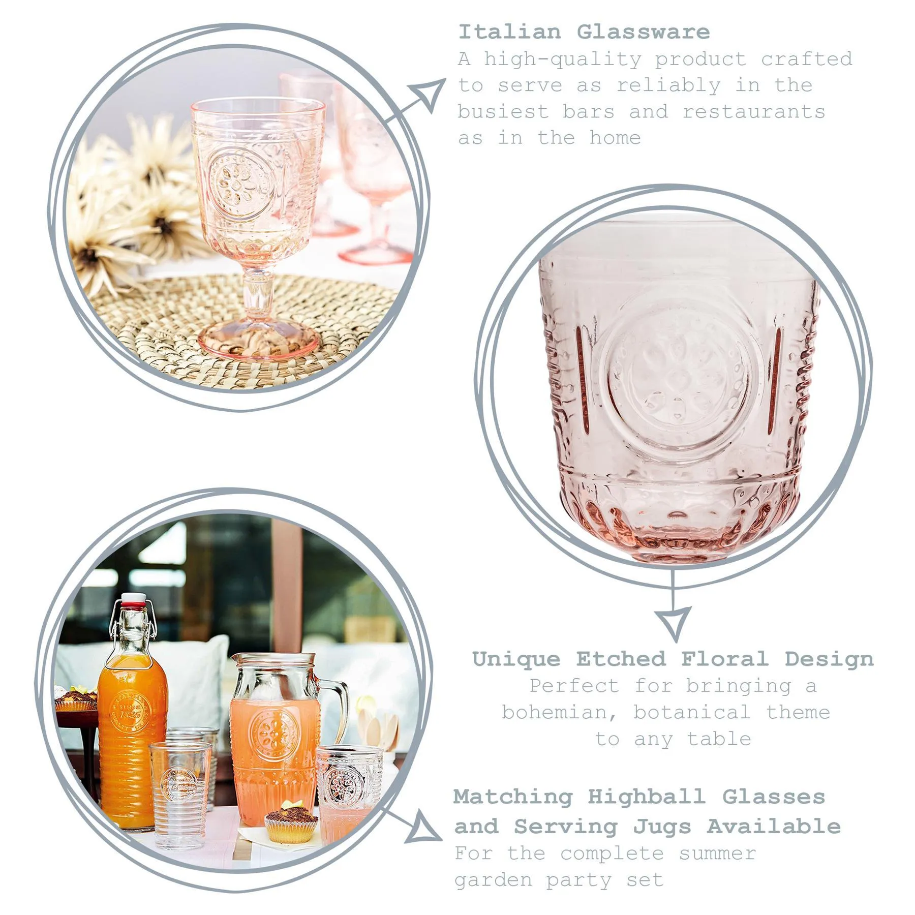 320ml Romantic Wine Glasses - Pack of Four - By Bormioli Rocco