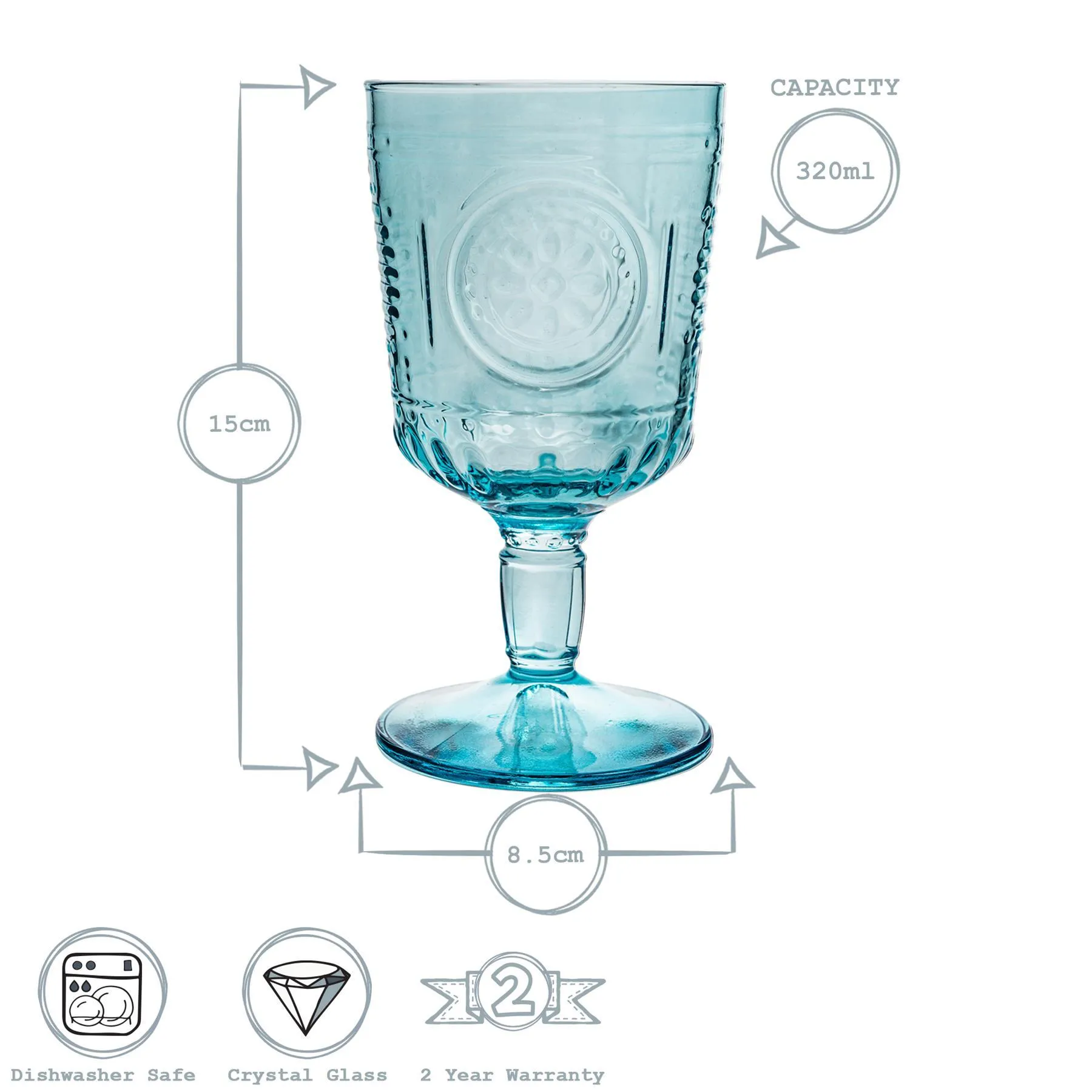 320ml Romantic Wine Glasses - Pack of Four - By Bormioli Rocco