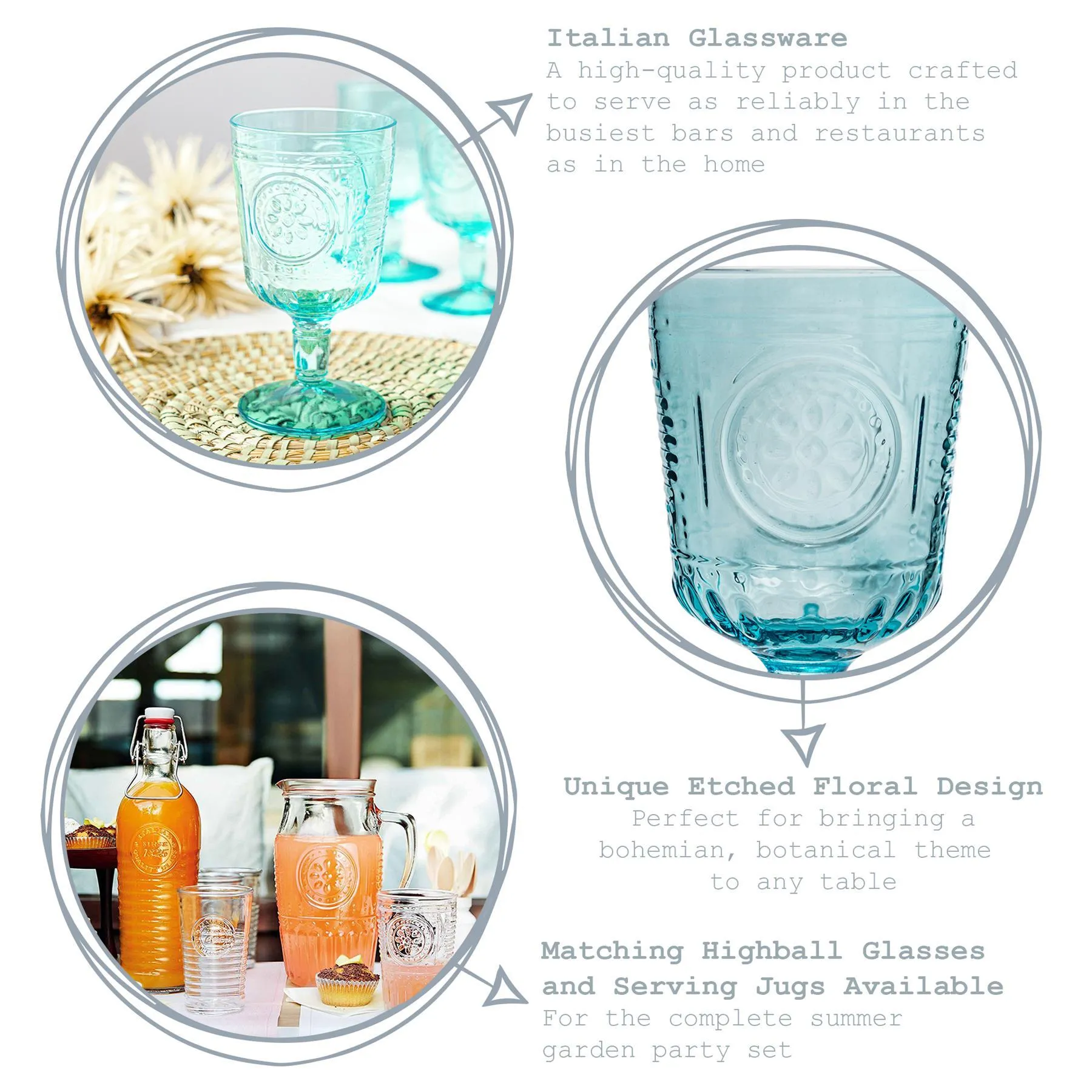 320ml Romantic Wine Glasses - Pack of Four - By Bormioli Rocco