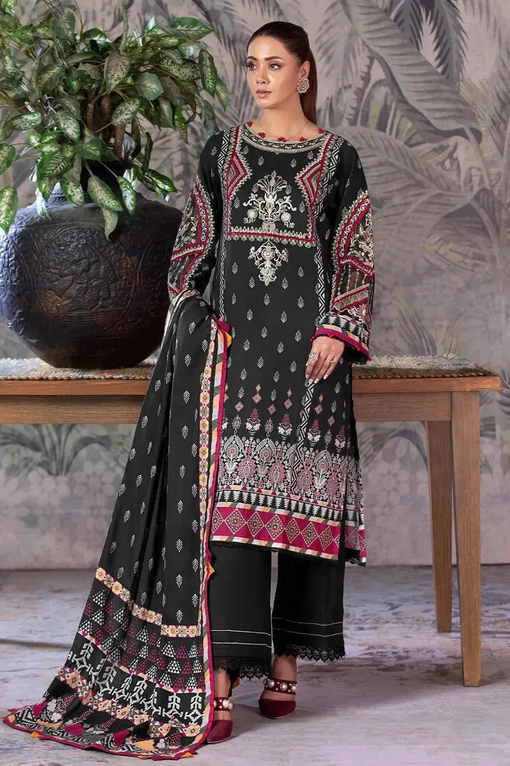 3PC Embroidered Unstitched Cambric Suit KCCE-2845