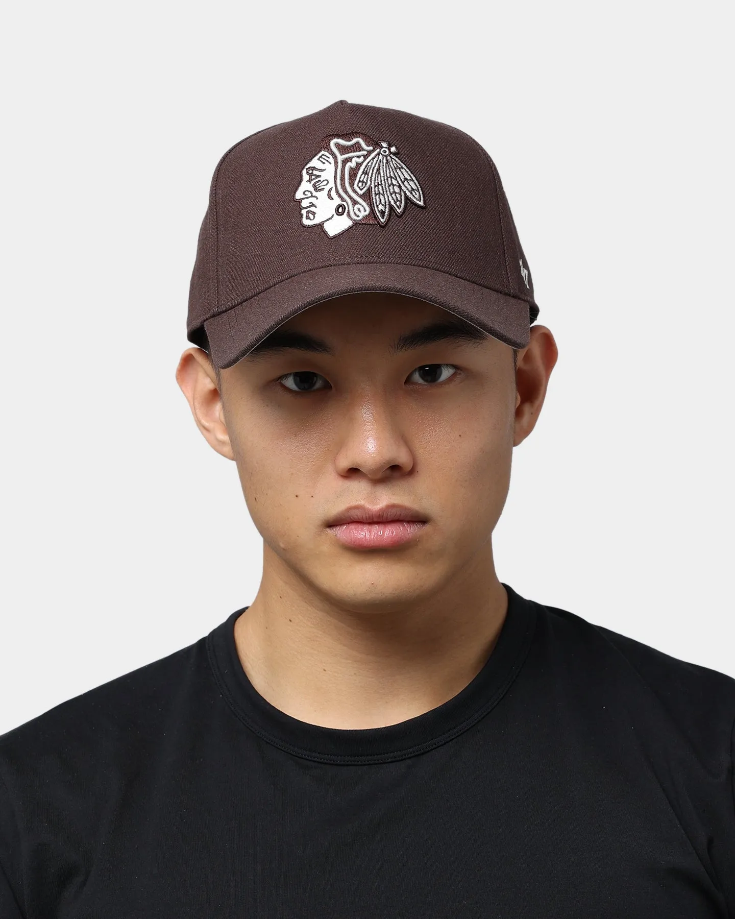 47 Brand Chicago Blackhawks MVP Dark Brown Snapback Cap - Adjustable Fitted Hat for Fans