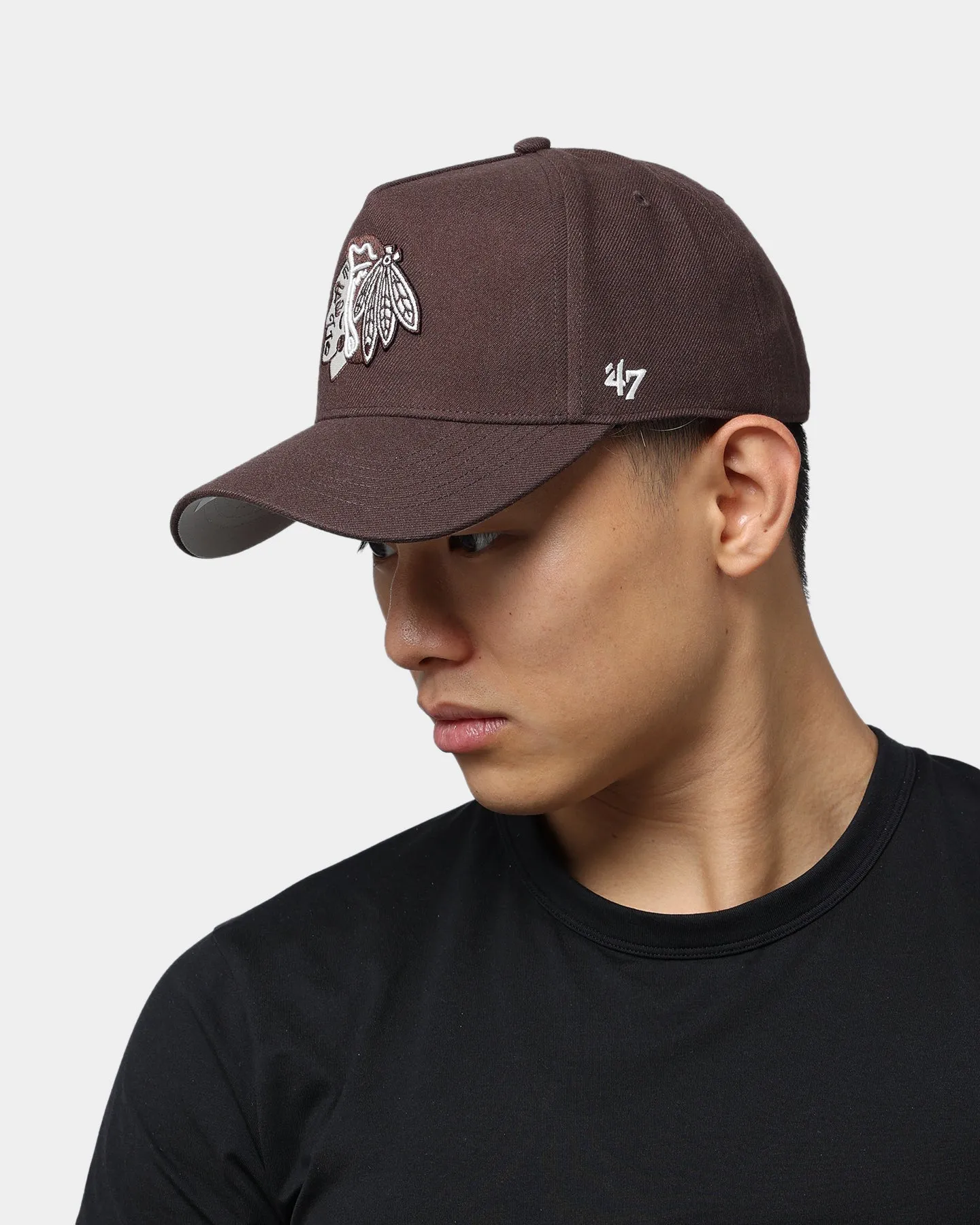 47 Brand Chicago Blackhawks MVP Dark Brown Snapback Cap - Adjustable Fitted Hat for Fans