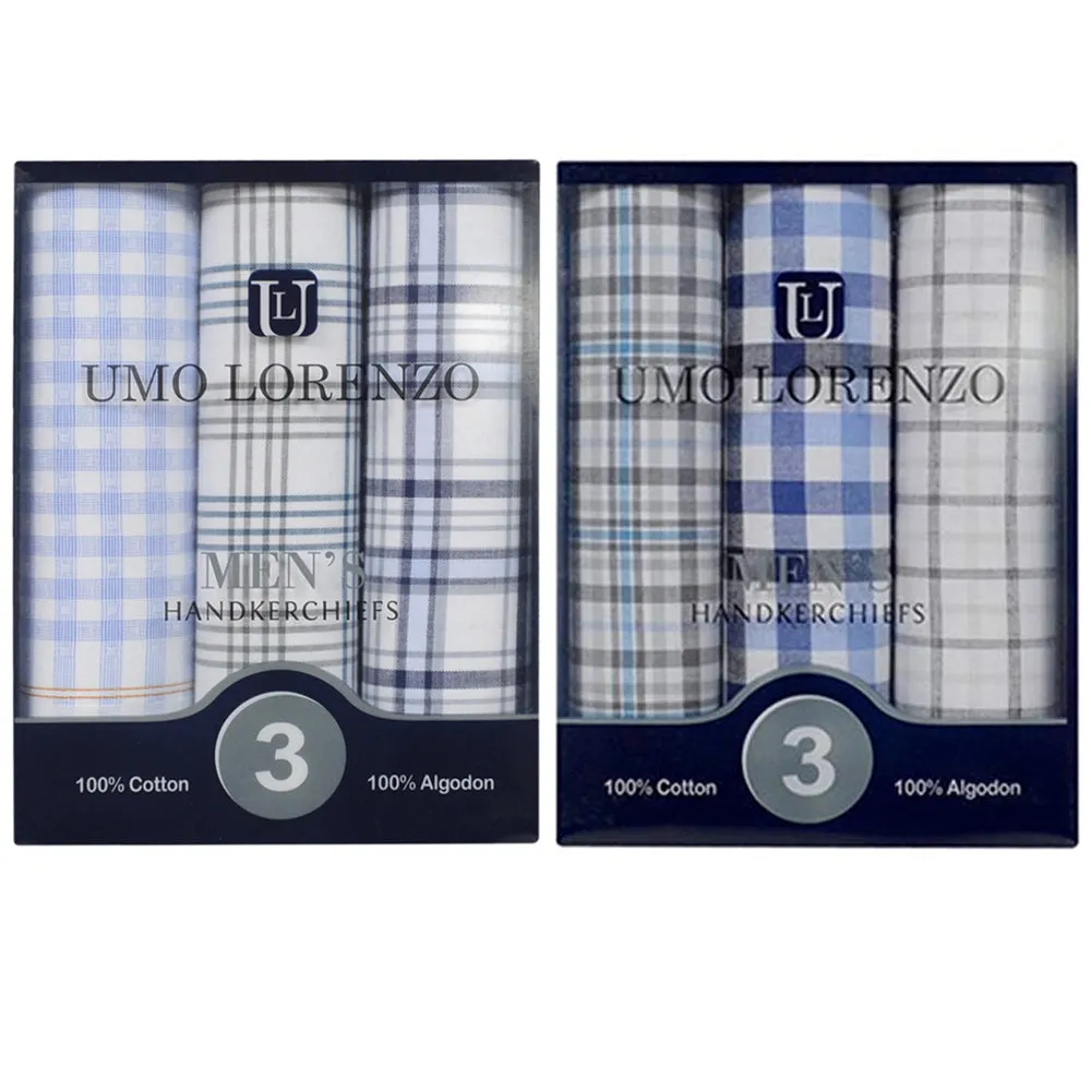 6 Men Handkerchief Plaid Pocket Hankie Solid 100% Cotton Fancy Fashion Suit Gift