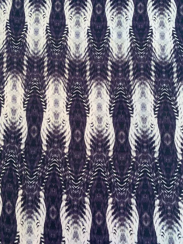 Abstract Printed Silk Georgette - Purple-Grey / Beige