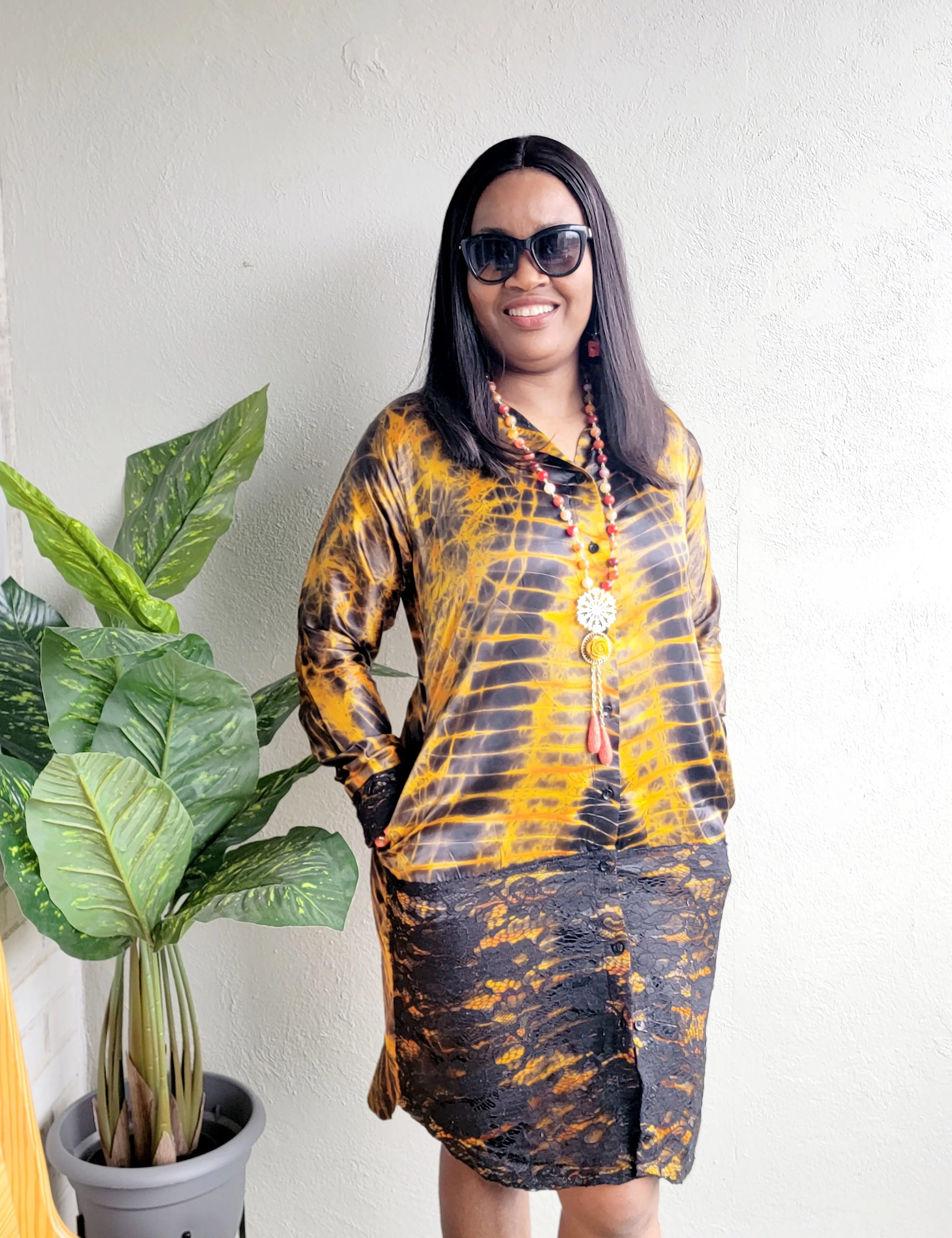 Adire Silk Shirt Dress