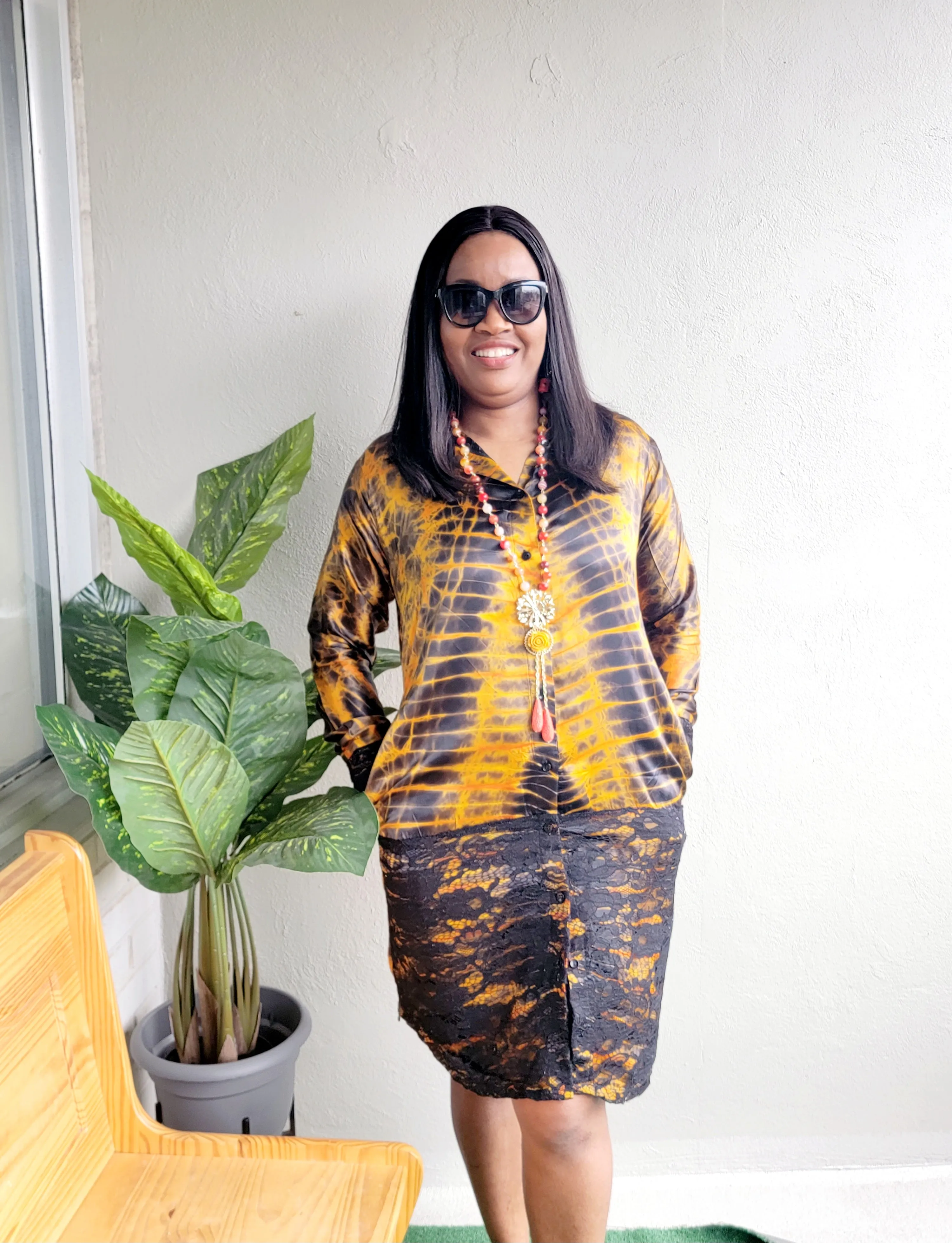 Adire Silk Shirt Dress