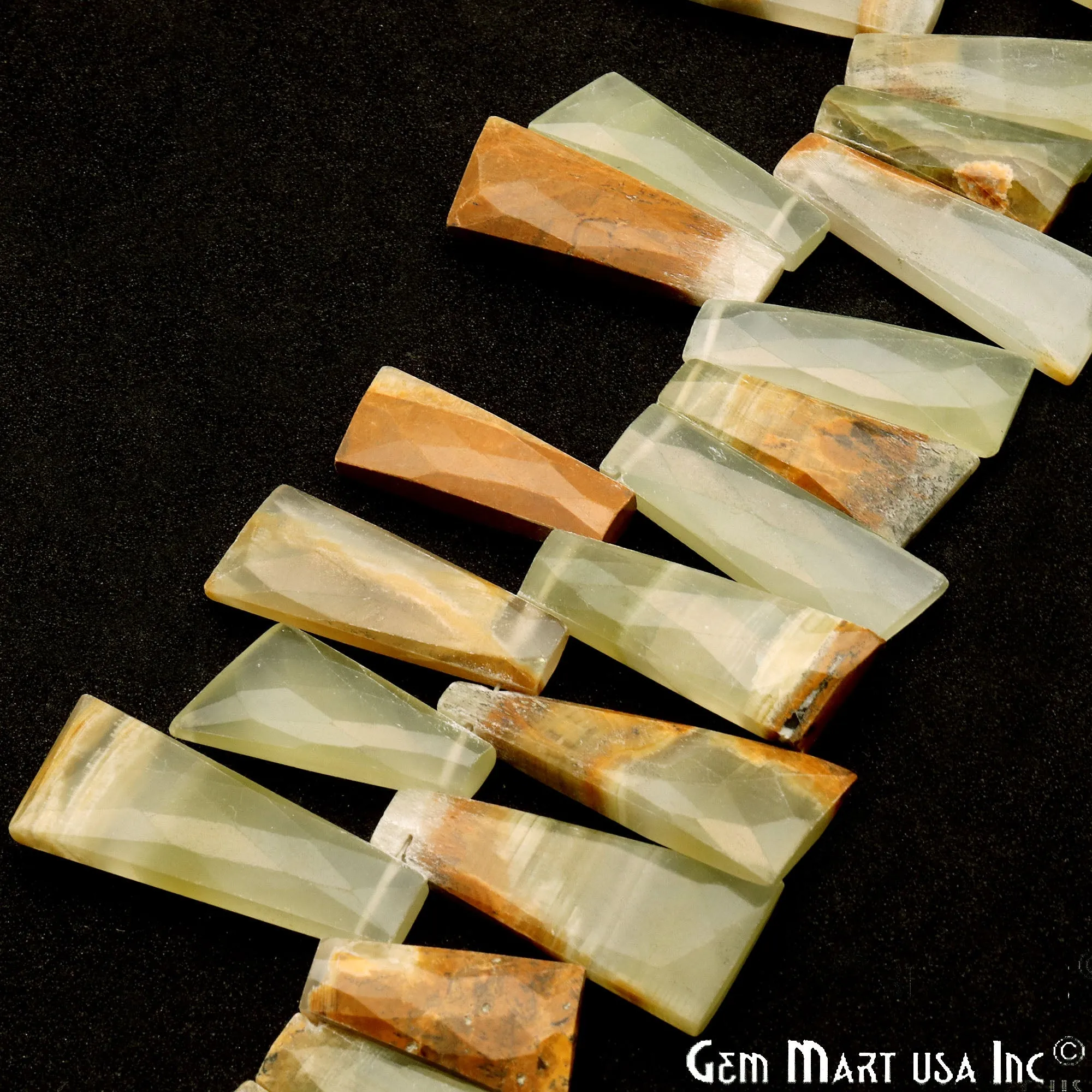 Afgani Onyx Rough Beads, 8 Inch Gemstone Strands, Drilled Strung Briolette Beads, Free Form, 28x10mm