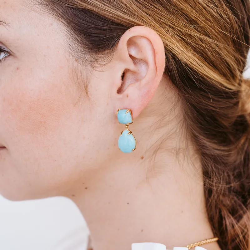 Agnes Stud, Amazonite,Gold