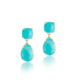 Agnes Stud, Amazonite,Gold