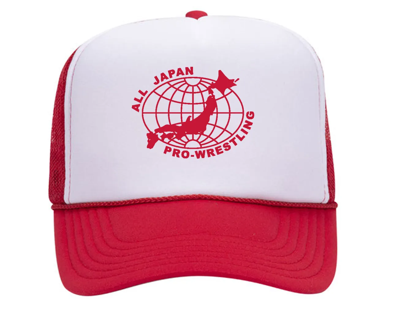 AJPW LOGO TRUCKER HAT - RED