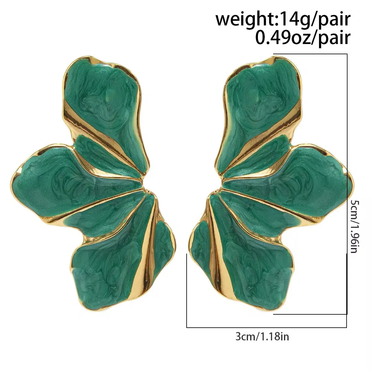 Asymmetric Charming Enamel Flower Petal Stud Earrings