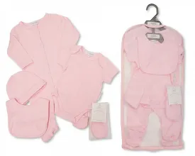 Baby 5 pcs Gift Set in Mesh Bag - Plain Pink (Newborn) Gp-25-1047