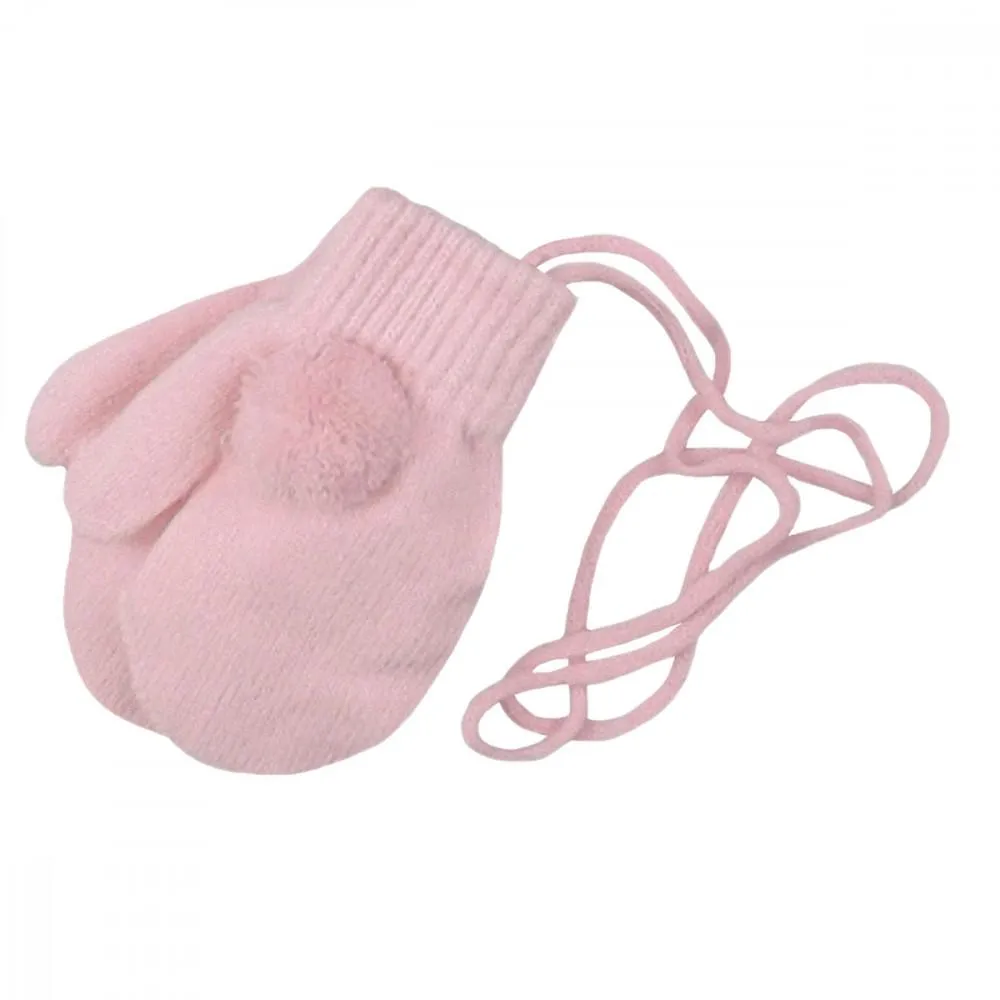 BABY CONNECTED MITTENS WITH POMS (13 CM) KIDS/6145-13