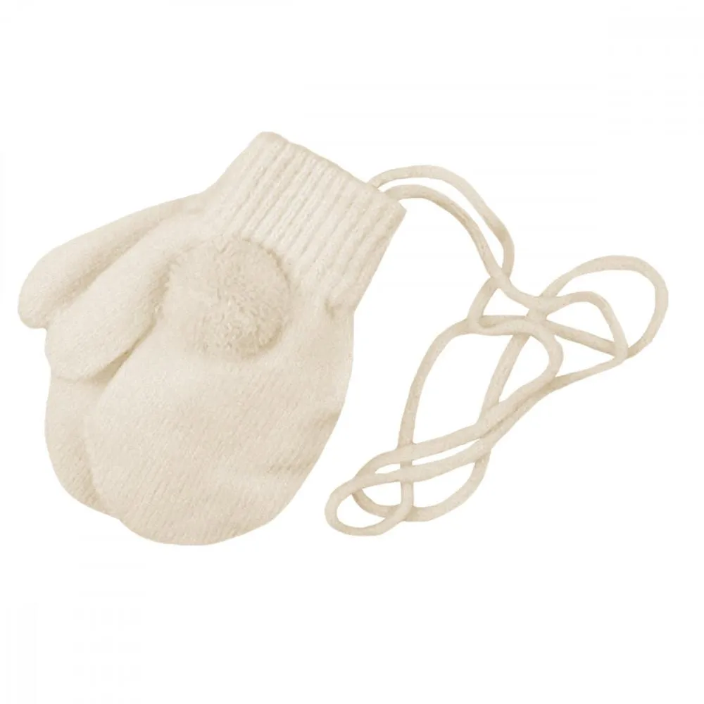 BABY CONNECTED MITTENS WITH POMS (13 CM) KIDS/6145-13