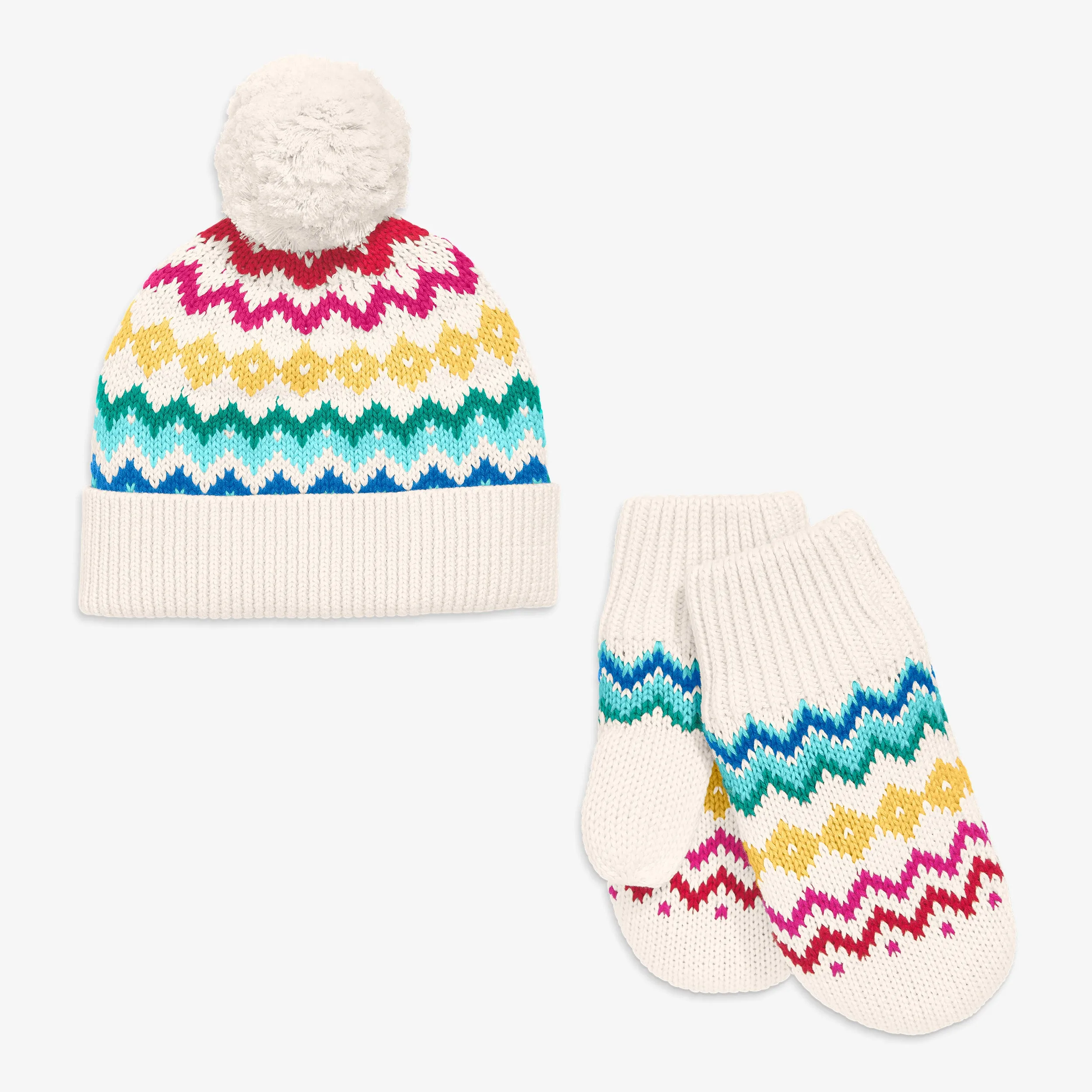 Baby fair isle beanie & mittens set