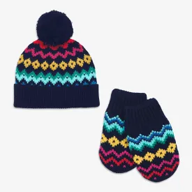 Baby fair isle beanie & mittens set