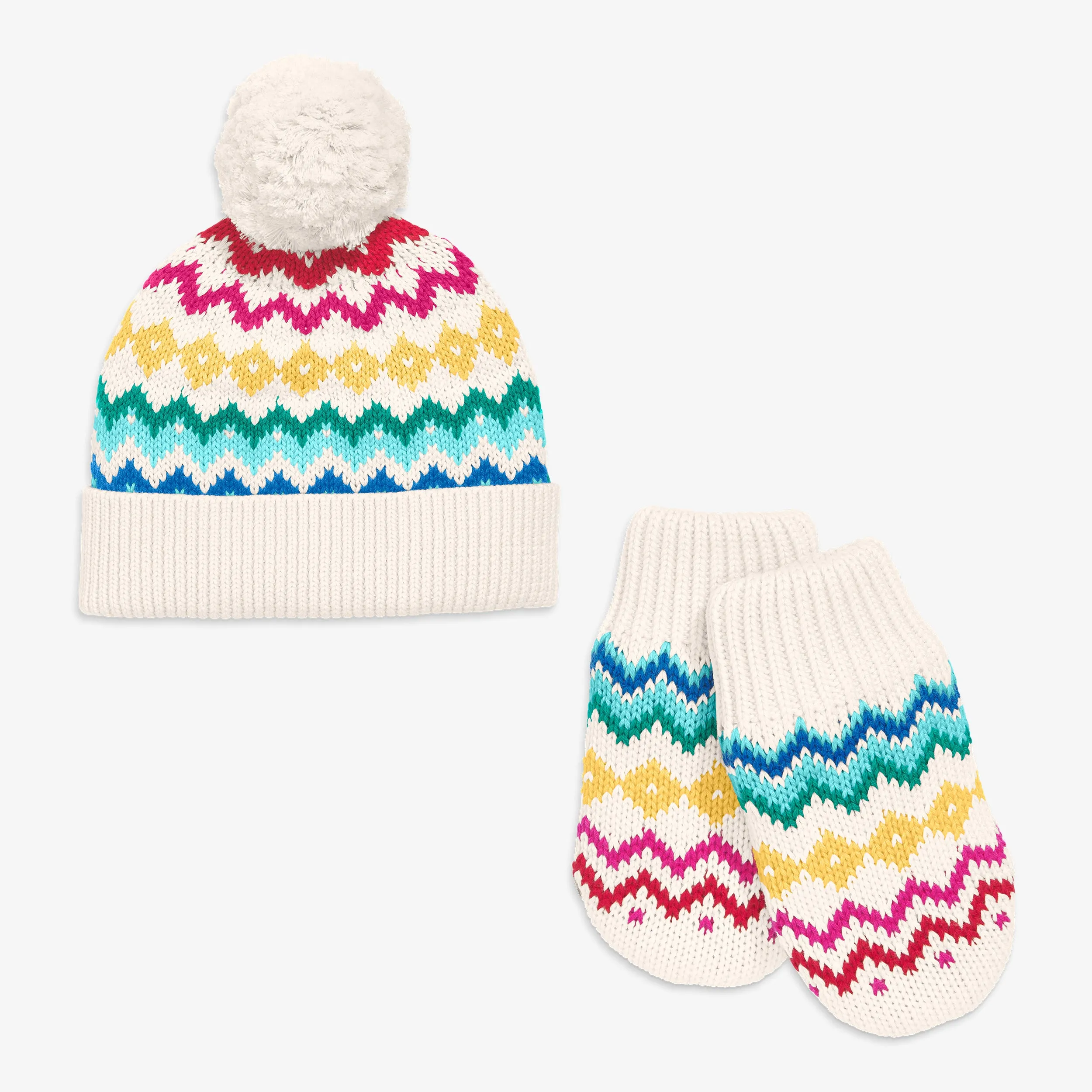 Baby fair isle beanie & mittens set