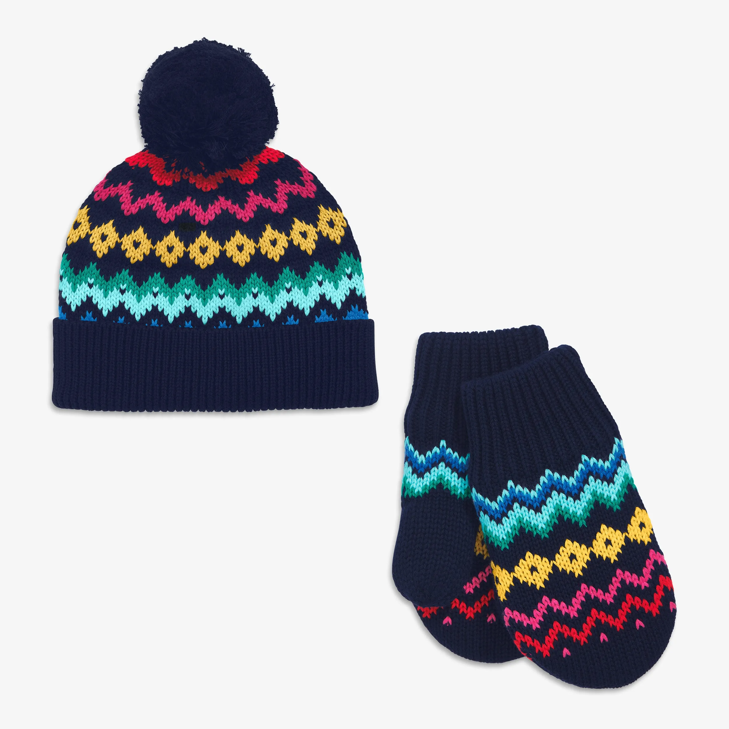 Baby fair isle beanie & mittens set