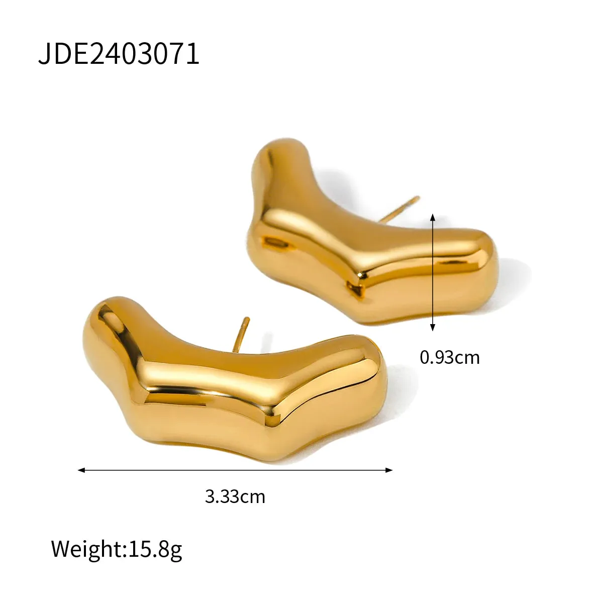 Bamboo Stainless Steel C-Shape Metal Statement Hoop Earrings | Trendy Geometric Studs for Women