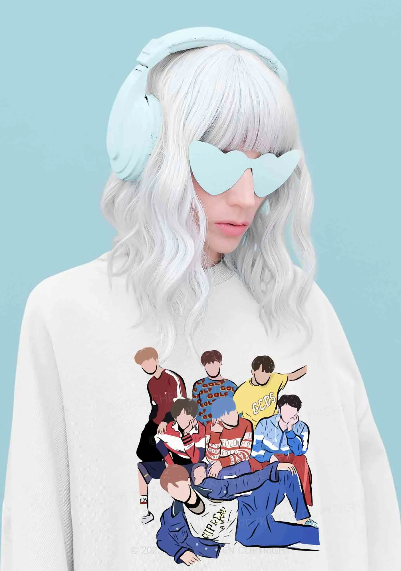 Bangtan Group Kpop Y2K Sweatshirt Cherrykitten