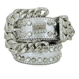 b.b. Simon Darband 3 Curb Chain Silver/Clear Crystal Belt
