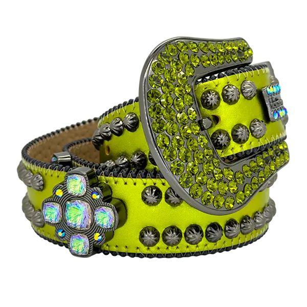 b.b. Simon Octa Sheen Green Crystal Belt