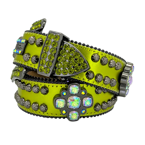 b.b. Simon Octa Sheen Green Crystal Belt