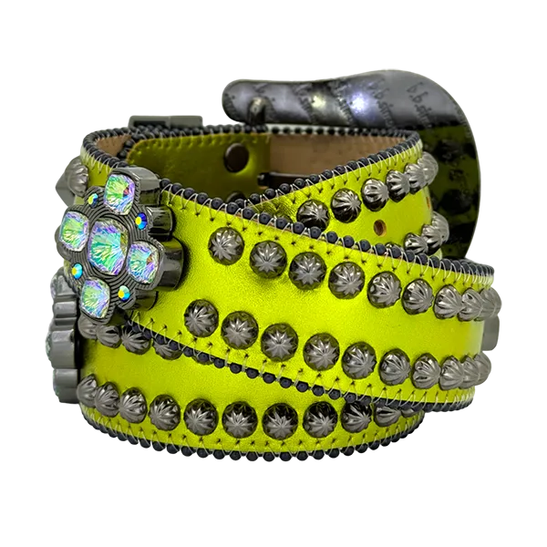 b.b. Simon Octa Sheen Green Crystal Belt