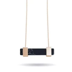 Black Agate | Rose Gold | Gemstone Bar Necklace