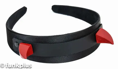 Black Leather Headband w/ Red Claw Spikes