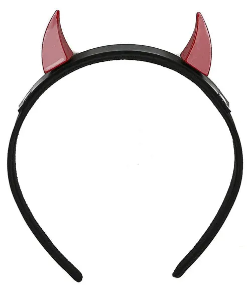 Black Leather Headband w/ Red Claw Spikes
