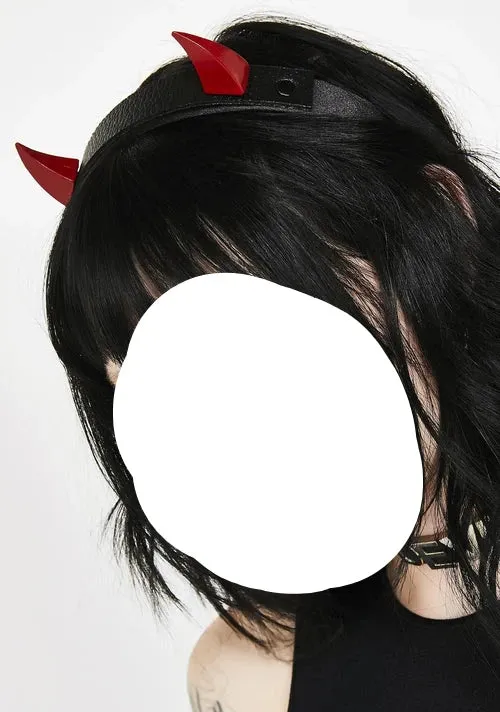 Black Leather Headband w/ Red Claw Spikes