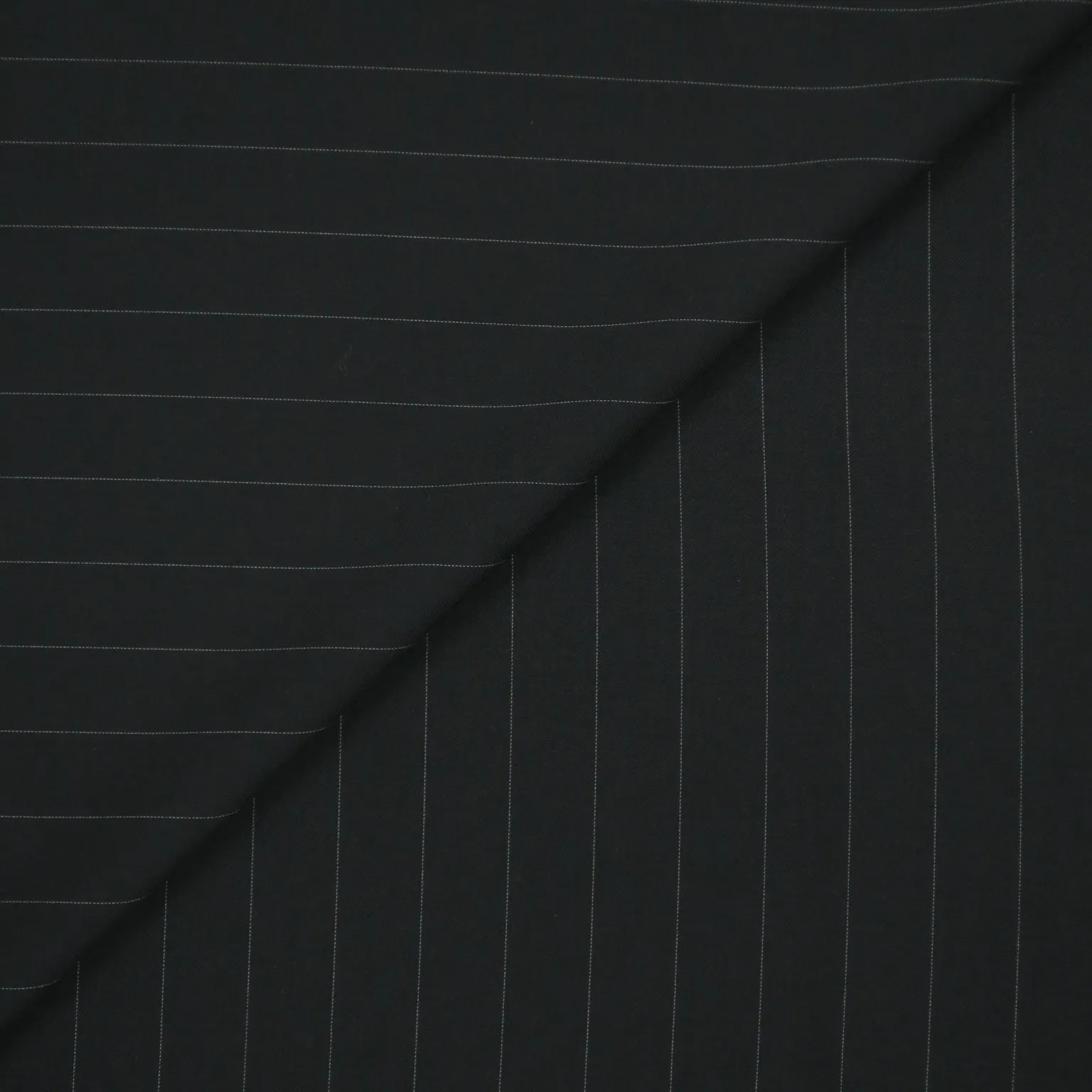 Black with Silver Pin Stripe Exclusive Super 120's Wool Suiting Fabric