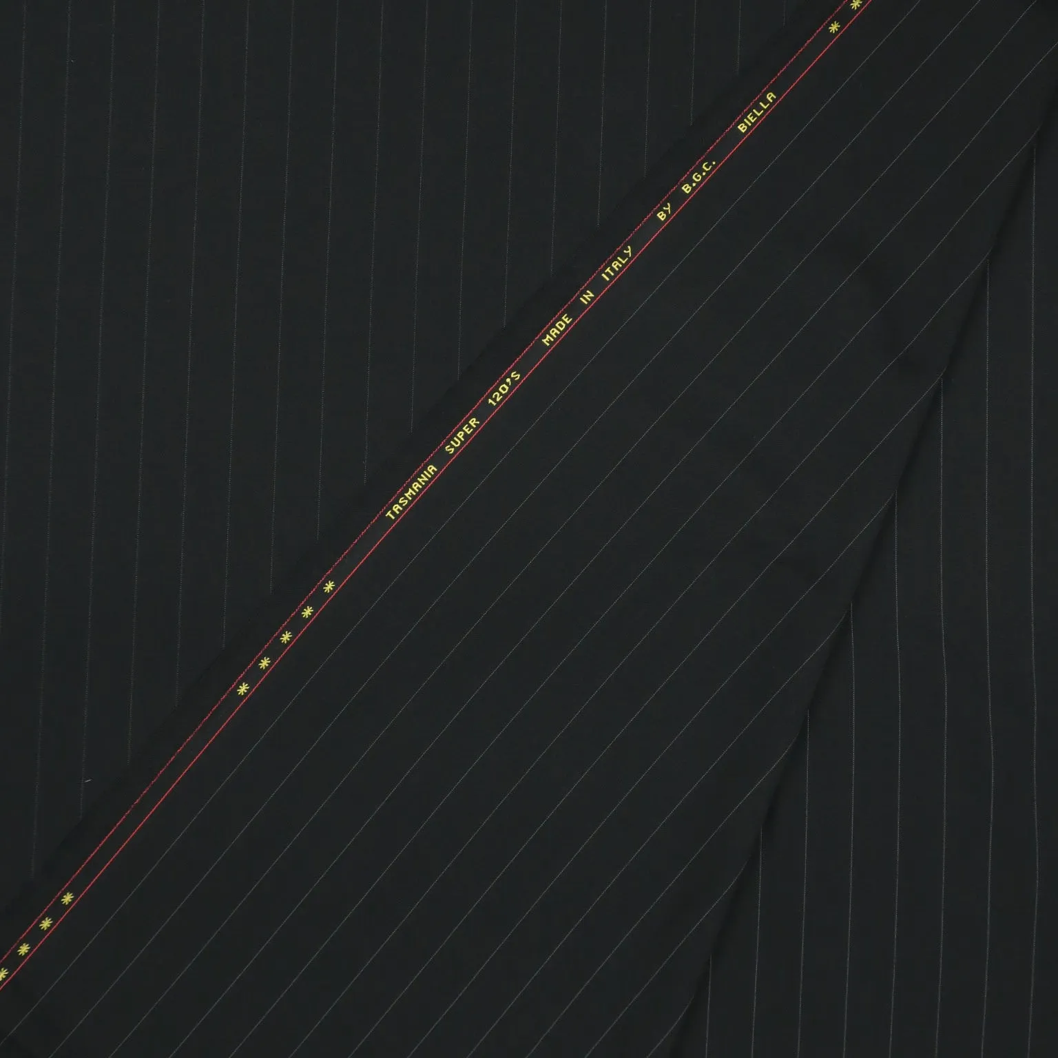 Black with Silver Pin Stripe Exclusive Super 120's Wool Suiting Fabric