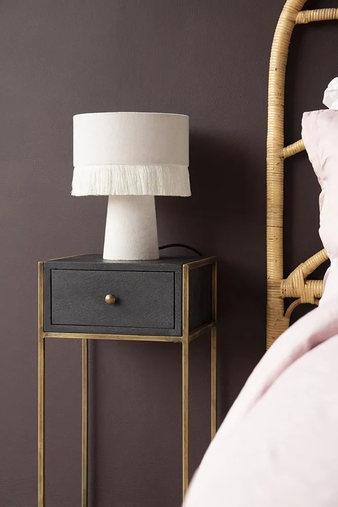 Black Wood & Brass Leg Bedside Table