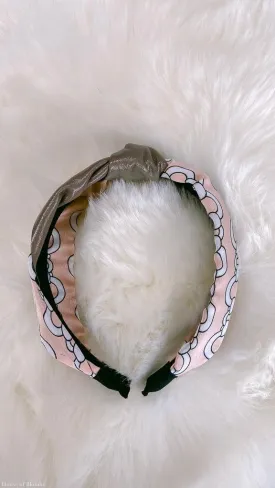 Blush Pink & Taupe Pu Leather Printed Links Headband
