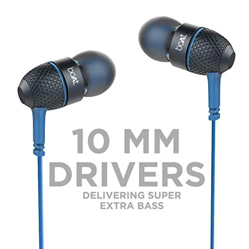 boAt BassHeads 225 Wired in Ear Earphone with Mic and Carry Case(Blue)